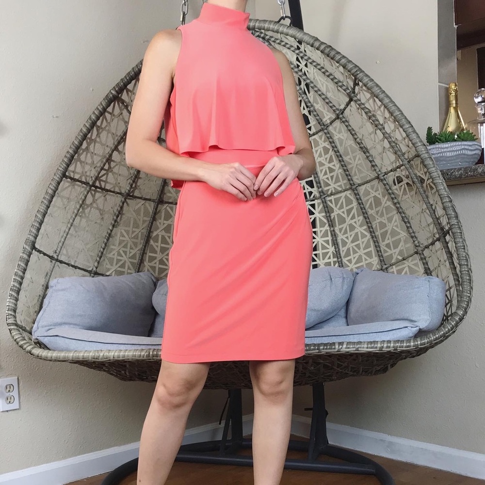 Ralph Lauren High Neck Mini Dress - Peachy Pink